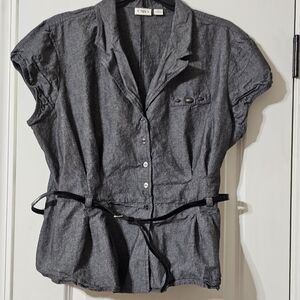 Cato Charcoal Button-Down Shirt with Belt